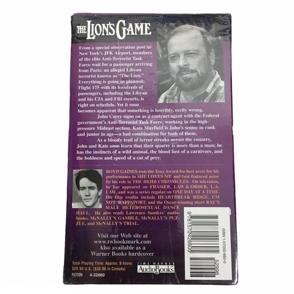 VINTAGE Audiobooks Books on Tape The Lion’s Game Tom Clancy Rainbow Six Set of 2 - Picture 3 of 16